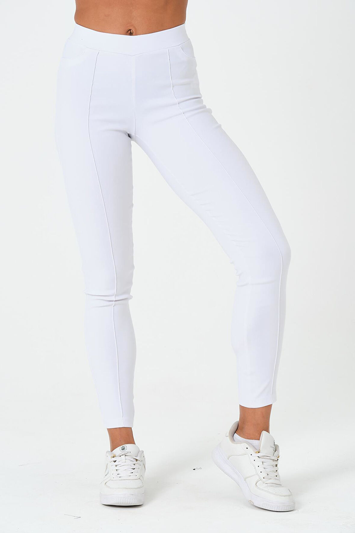 P-004957 - Kadın Pamuklu Non Denim Pantolon - BEYAZ