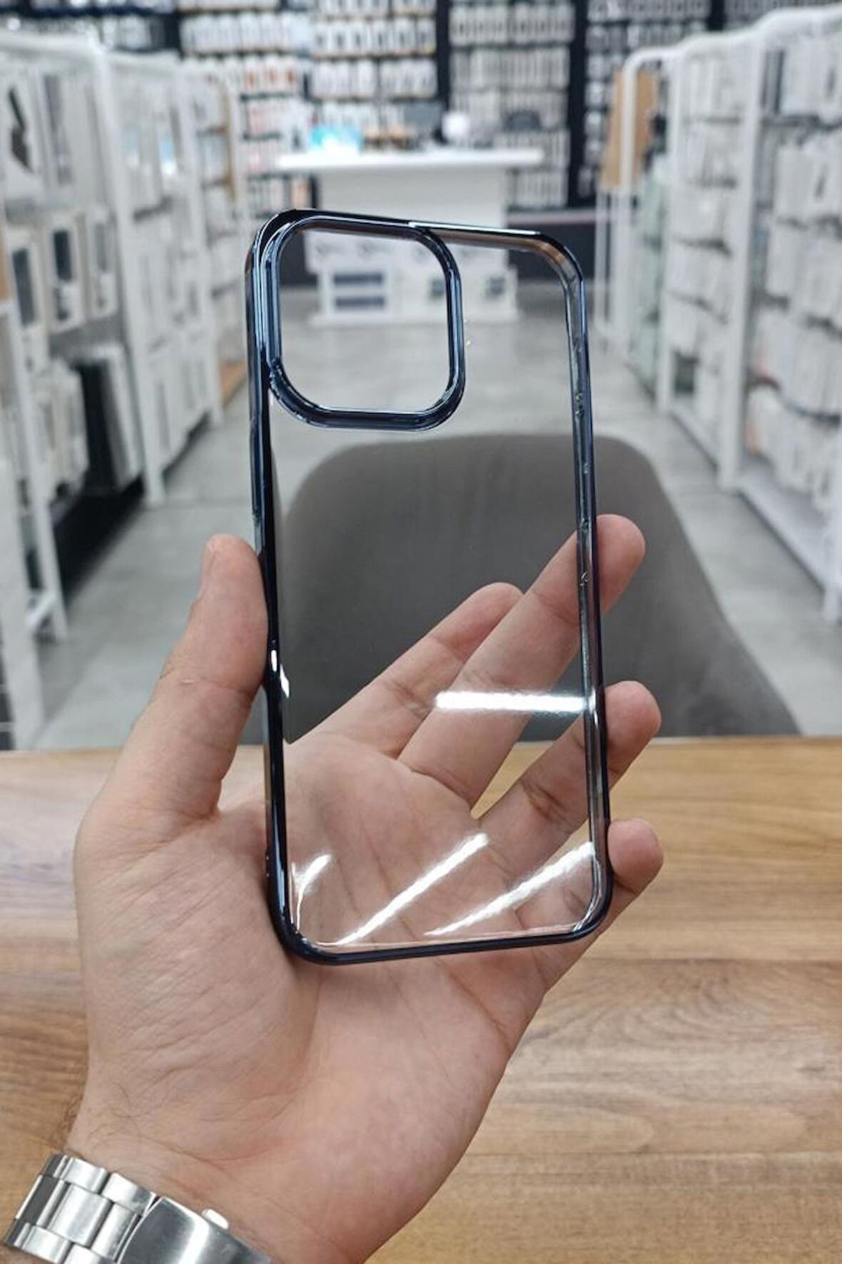 iPhone 15 Pro Kılıf Kamera ve Lens Korumalı Şeffaf Renkli Çerçeveli Sert PC Lüx Kapak 
