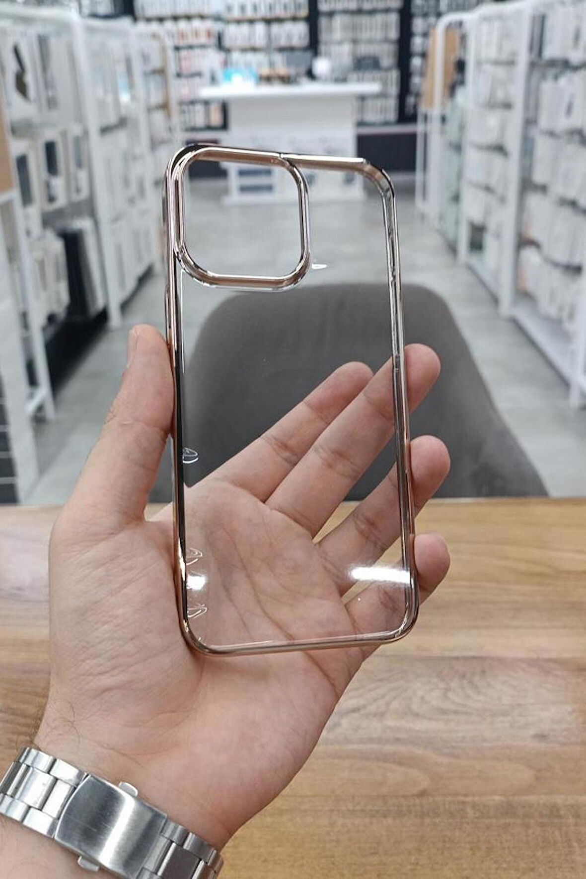 iPhone 15 Pro Kılıf Kamera ve Lens Korumalı Şeffaf Renkli Çerçeveli Sert PC Lüx Kapak 