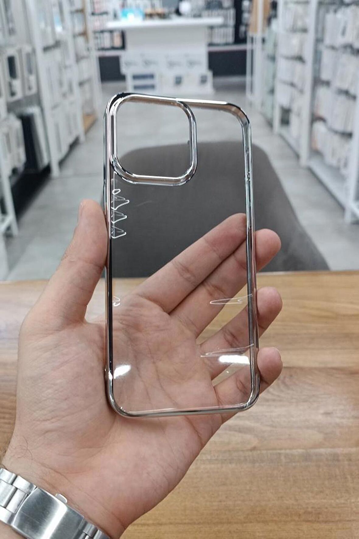 iPhone 15 Pro Kılıf Kamera ve Lens Korumalı Şeffaf Renkli Çerçeveli Sert PC Lüx Kapak 