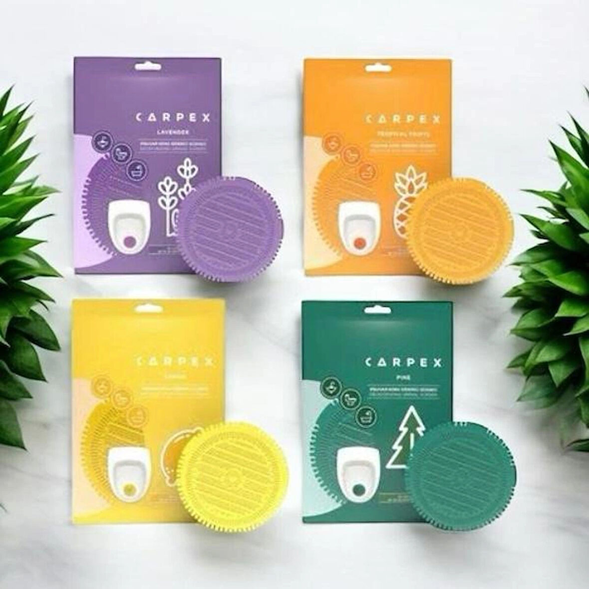Carpex Pisuvar Koku Giderici Süzgeci 4ADET (Tropikal-Limon-Cam-Lavanta)