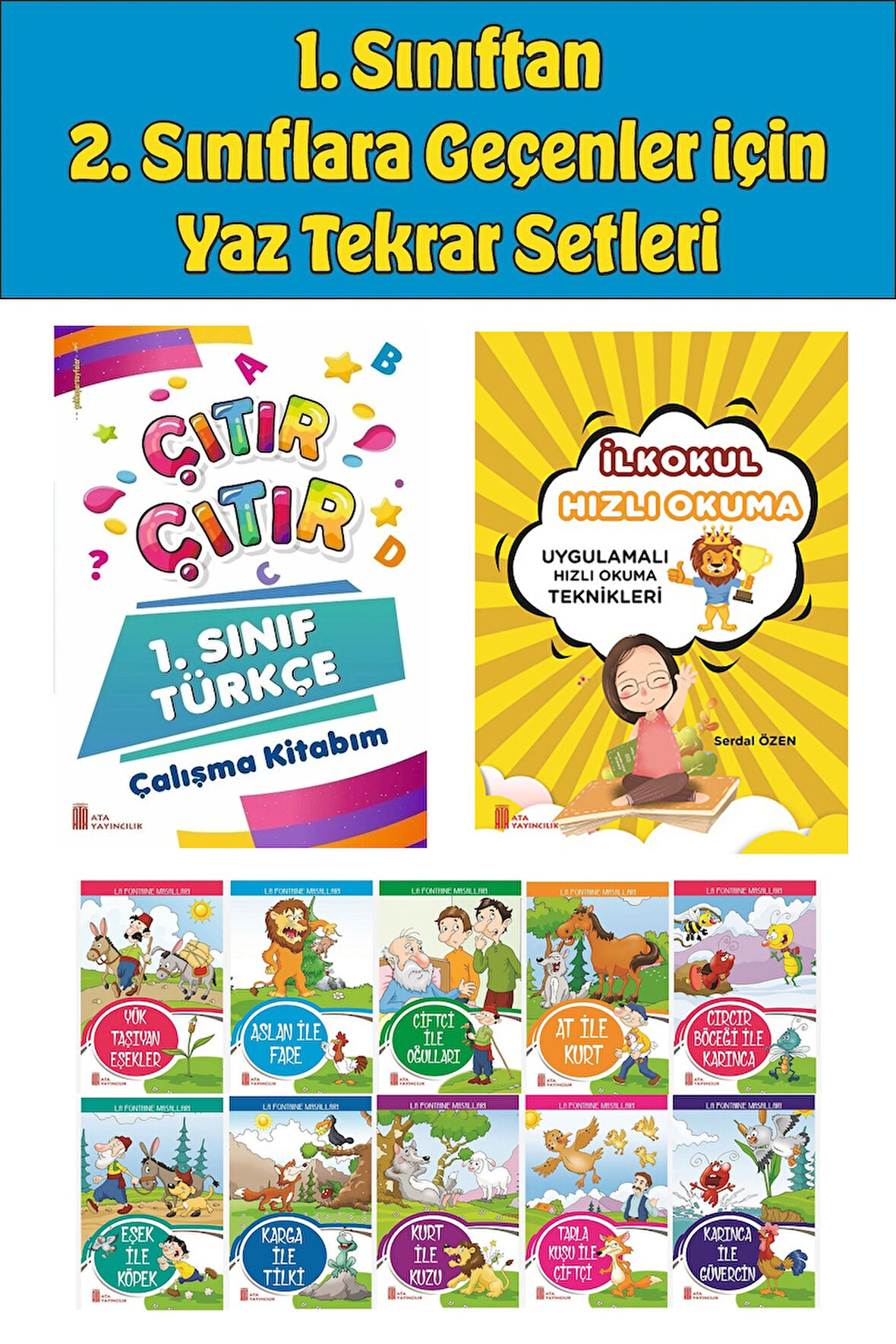 1.Sınıftan 2.Sınıfa Geçenler İçin  Hızlı Okuma ile Çıtır Türkçe Çalışma Kitabım+10 lu Hikaye Seti 3