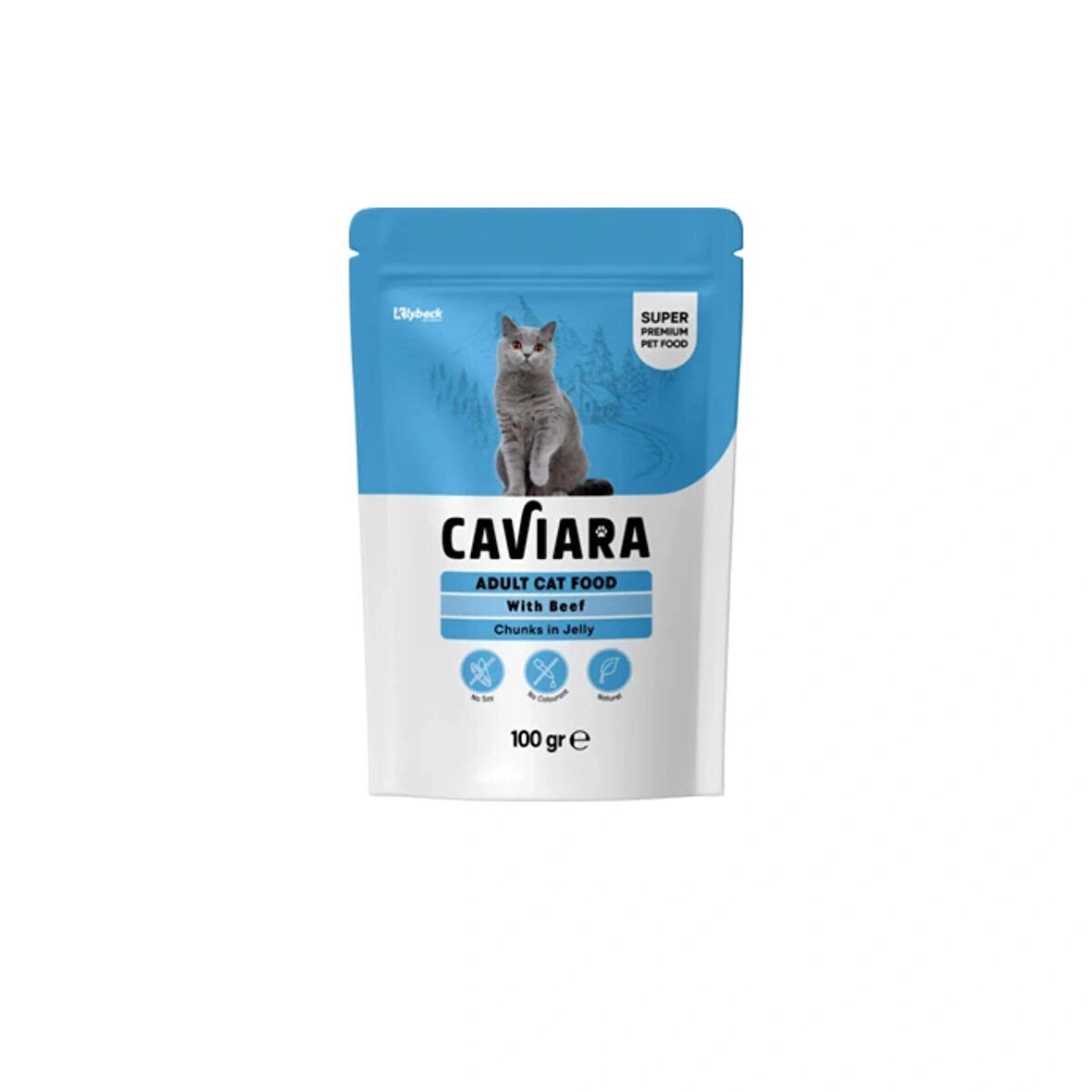 Caviara Pouch Jöle Içinde Et Parçacıklı Dana Etli Yetişkin Kedi Pouch Yaş Mama 100 gr