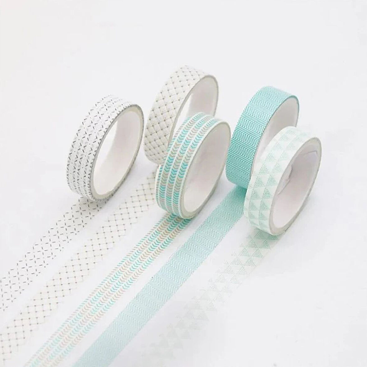 Vintage Washi Tape Bant Baskılı Yapışkanlı Maskeleme Kağıdı Sevimli Desenli bant 5 li - Çizgisel