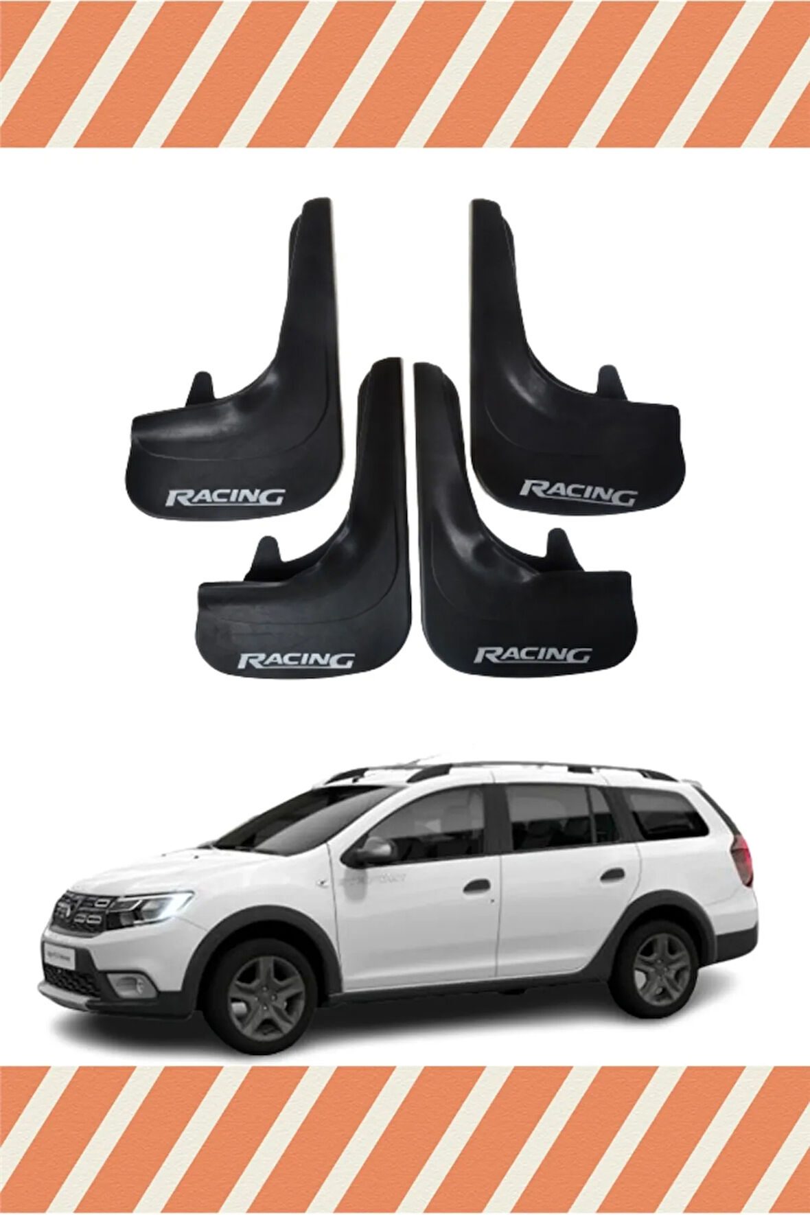 Dacia Logan MCV tüm kasalar Racing yazılı 4’lü tozluk çamurluk paçalık