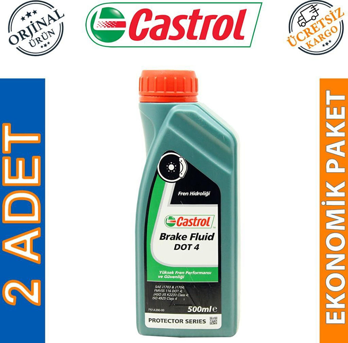 Castrol Brake Fluid Dot 4 500 Ml Fren Hidrolik Sıvısı 2 Adet