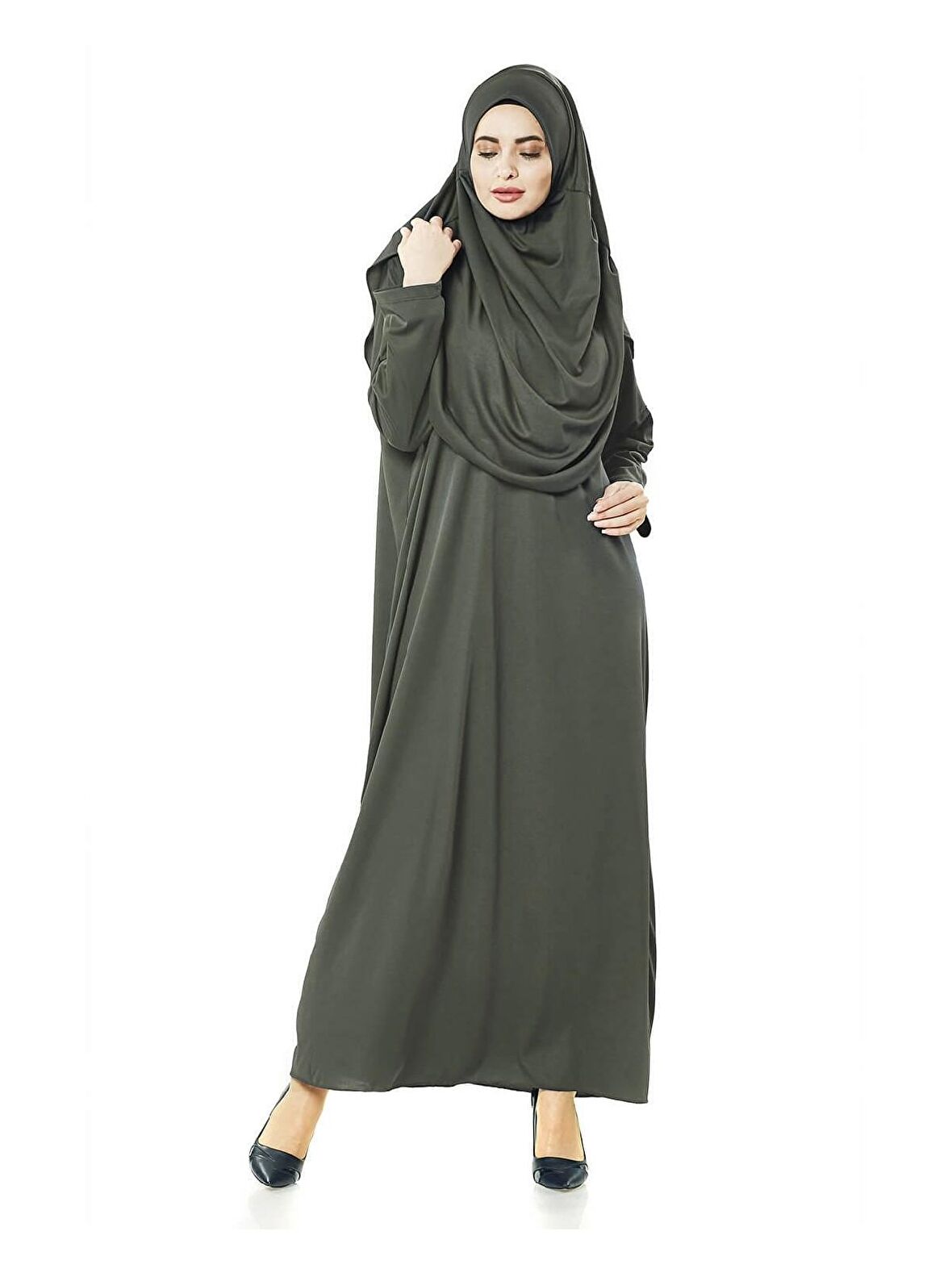 Tek Parça Namaz Elbisesi - Haki - 5015