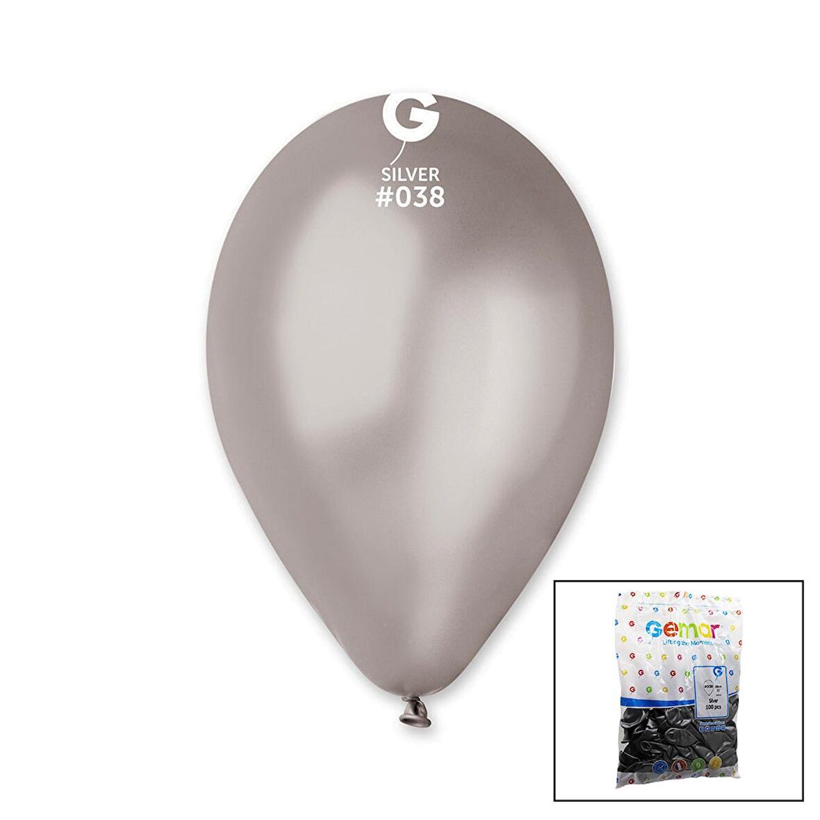 GM-110-38 METALİK - GÜMÜŞ BALON 11&amp;apos;&amp;apos; - 28CM - 100 PARÇA (4490)