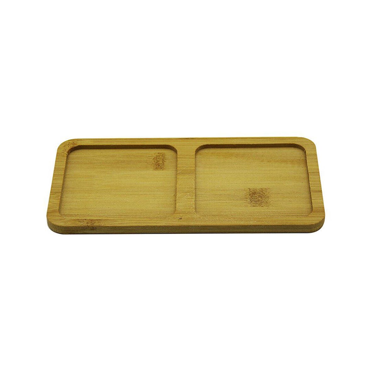 DİKDÖRTGEN - 2 BÖLMELİ - 10X19.5CM  AHŞAP BAMBU YAĞDANLIK ALTLIK (4490)