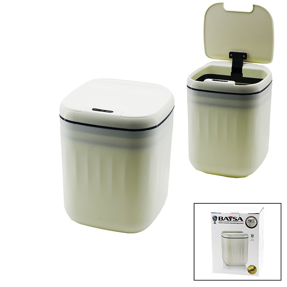 HAREKET SENSÖRLÜ=OTOMATİK AÇ-KAPA KAPAK - PİLLİ PLASTİK ÇÖP KOVASI 20LT (4490)
