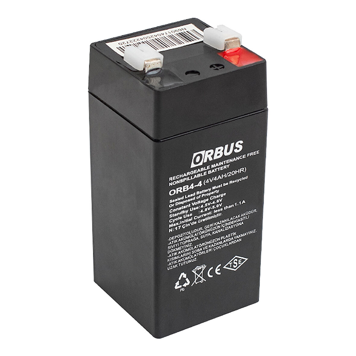 ORBUS ORB4-4 4 VOLT - 4 AMPER DİK AKÜ (45 X 45 X 100 MM) (4490)