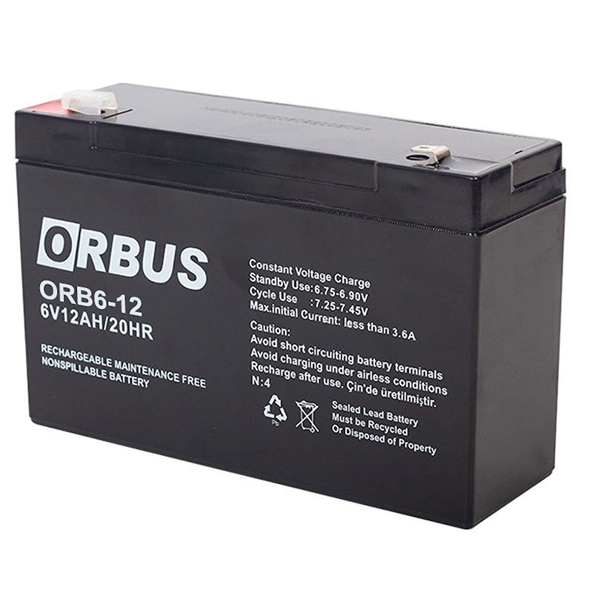 AKÜ 6 VOLT 12 AMPER ORBUS ORB6-12 ( 150 X 50 X 94 MM ) (4490)