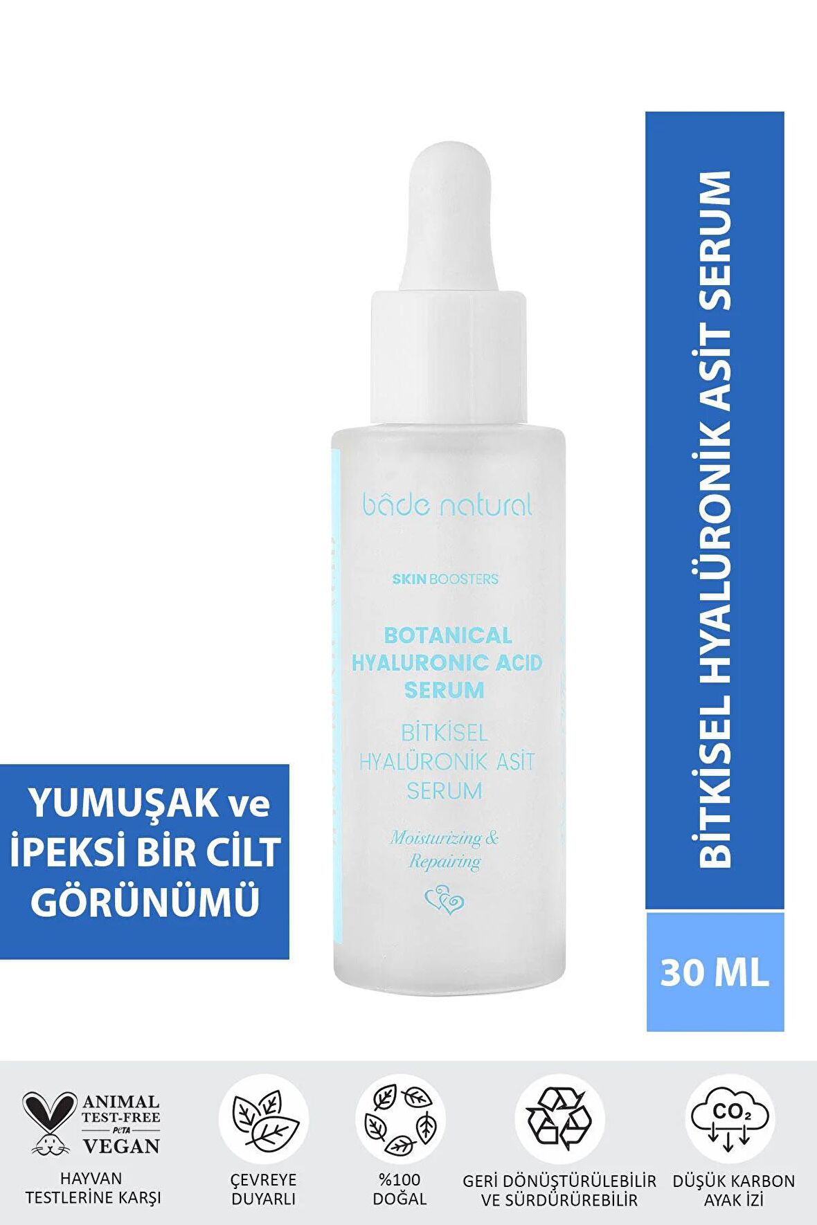 Bade Natural Bitkisel Hyalüronik Asit Yüz Serumu Nemlendirici ve Canlandırıcı 30 ml