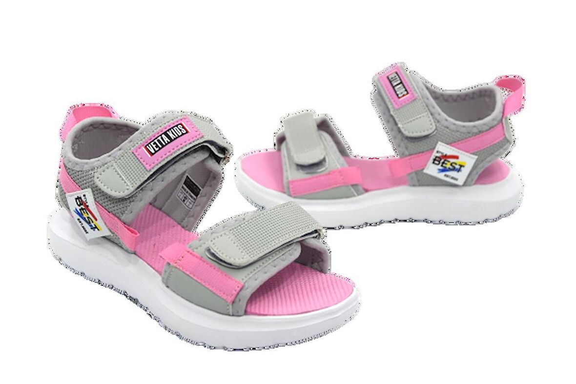 Vetta Kids Cks73 Çocuk Ortopedik Günlük Sandalet GRİ PEMBE
