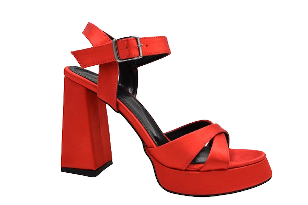 Dekas DA8724 Kalın Topuklu Kadın Tek Bant Ayakkabı KIRMIZI