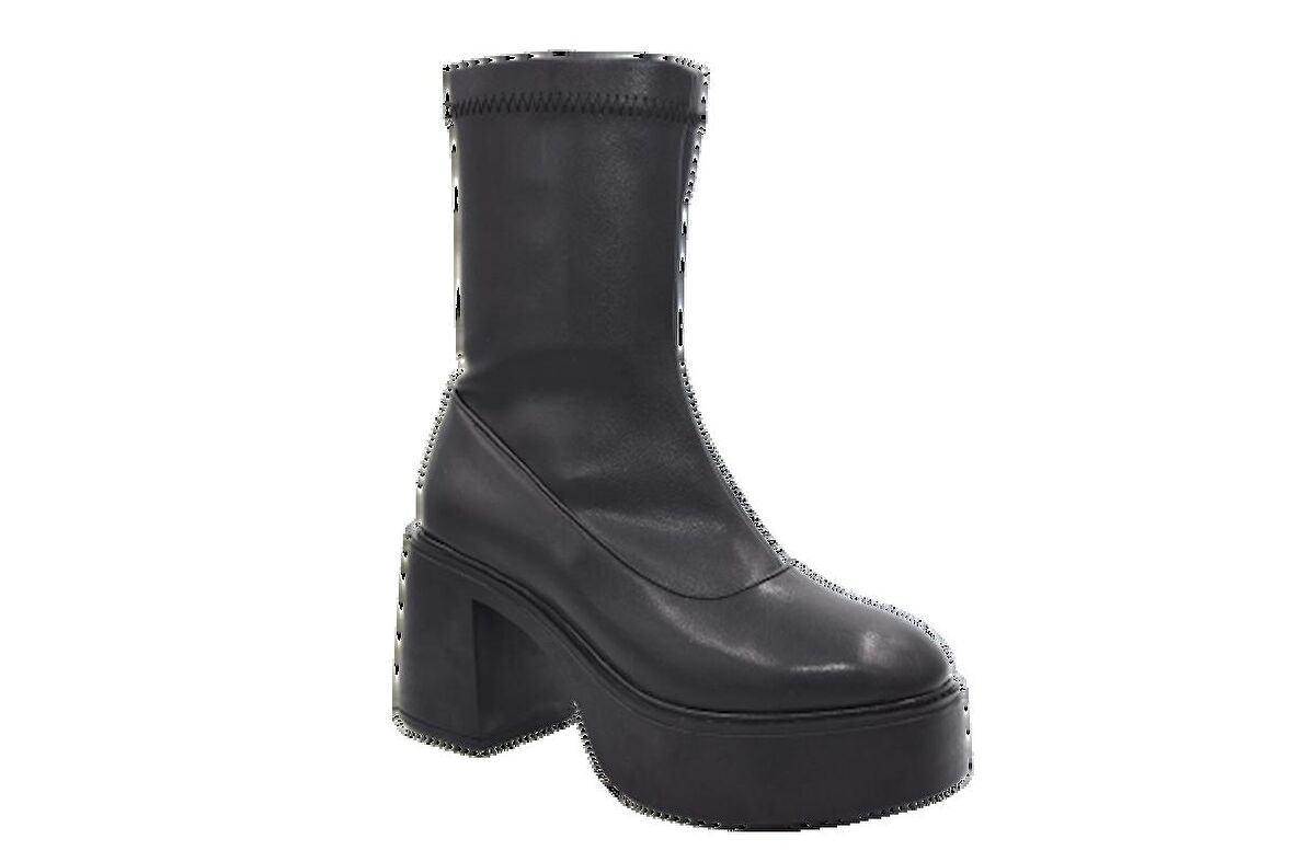 ParkModa Bağcıksız Fermuarlı Kadın Bilek Üstü Yarım Bot SİYAH
