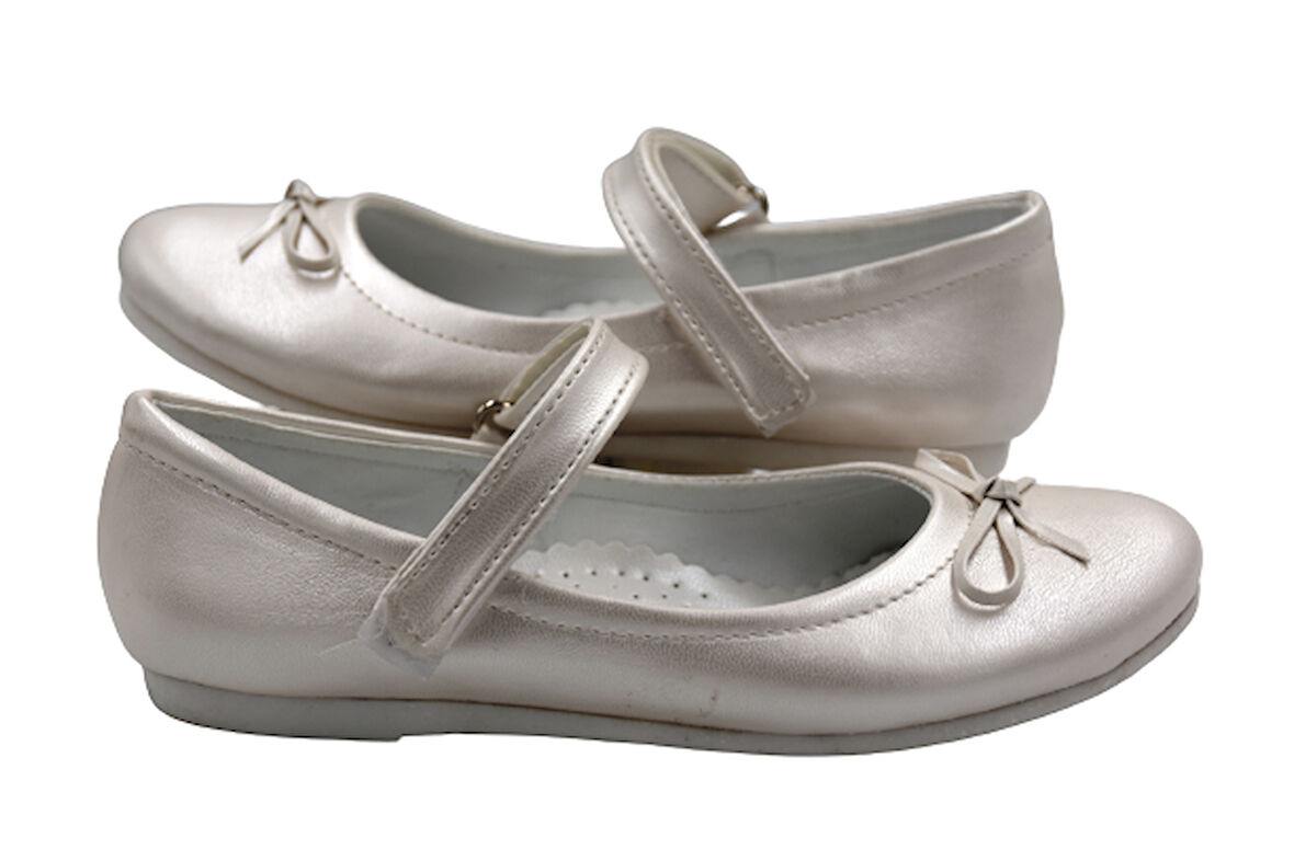 Prego Eylül Termo Kaymaz Taban Bıyık Fiyonlu Cırtlı Kız Çocuk Babet SEDEF