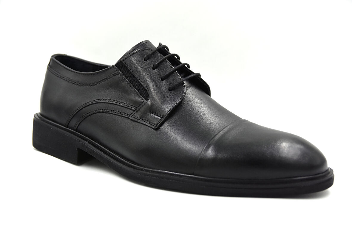 Prego (Stilloni) Hakiki Deri Eva Taban Bağcıklı Erkek Klasik Ayakkabı SİYAH