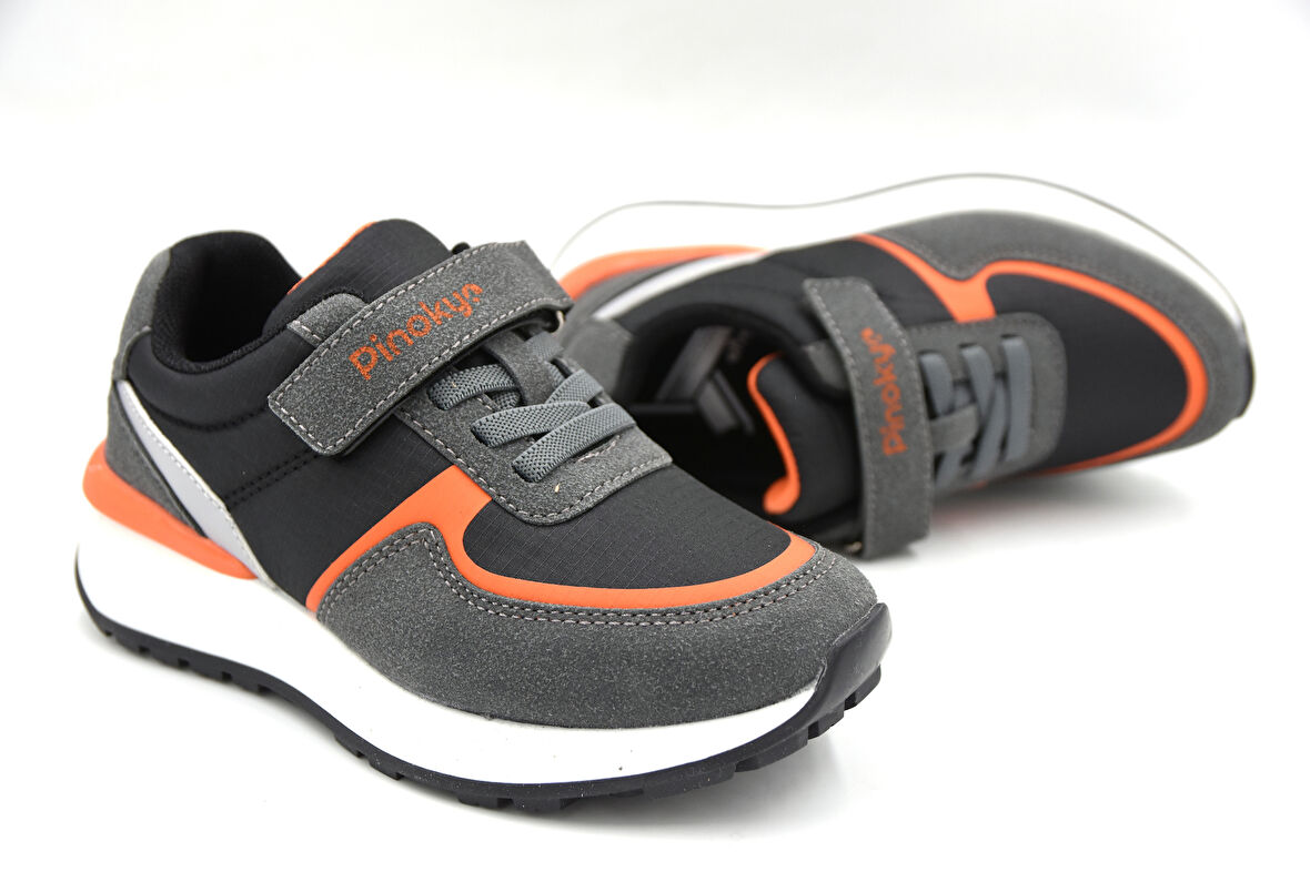 Pinokyo Belek Poli Hafif Taban Cırtlı Anorak Çocuk Spor Ayakkabı SİYAH GRİ