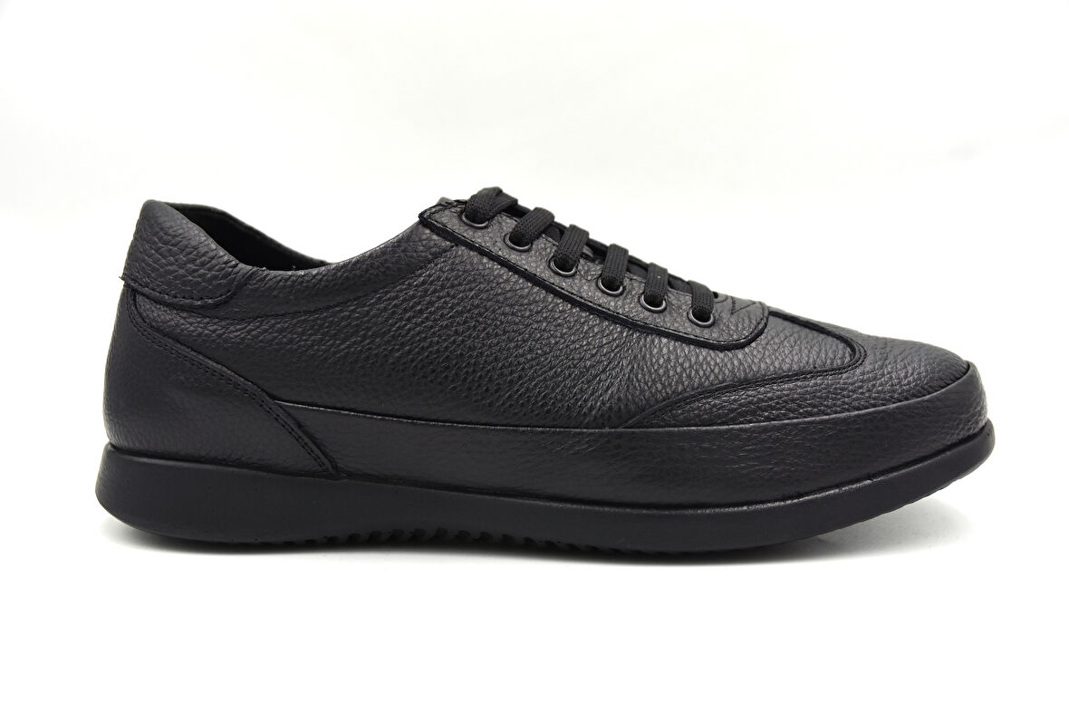 Beyaz (Forex) 3038 Floter Hakiki Deri Bağcıklı Poli Hafif Taban Erkek Günlük Ayakkabı SİYAH