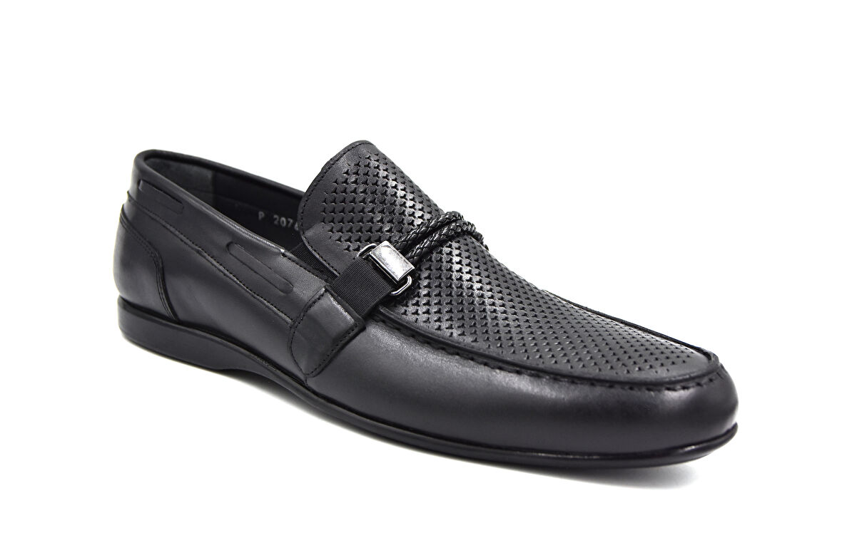 Fosco (2919) İçi Dışı Hakiki Deri Kauçuk Hafif Taban Erkek Ayakkabı SİYAH