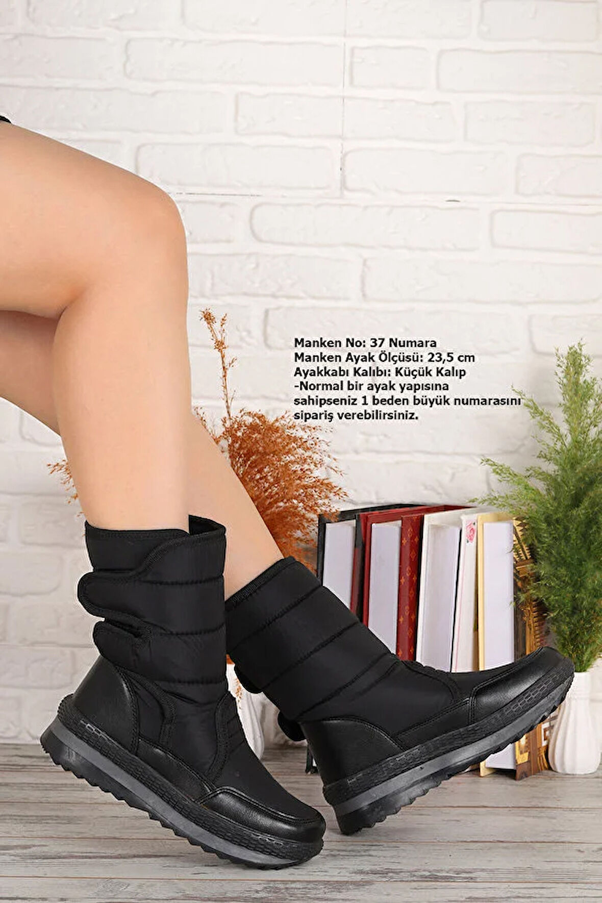 Beyaz (Twingo) Termo Kaymaz Taban Cırtlı Kadın Kar Bot SİYAH