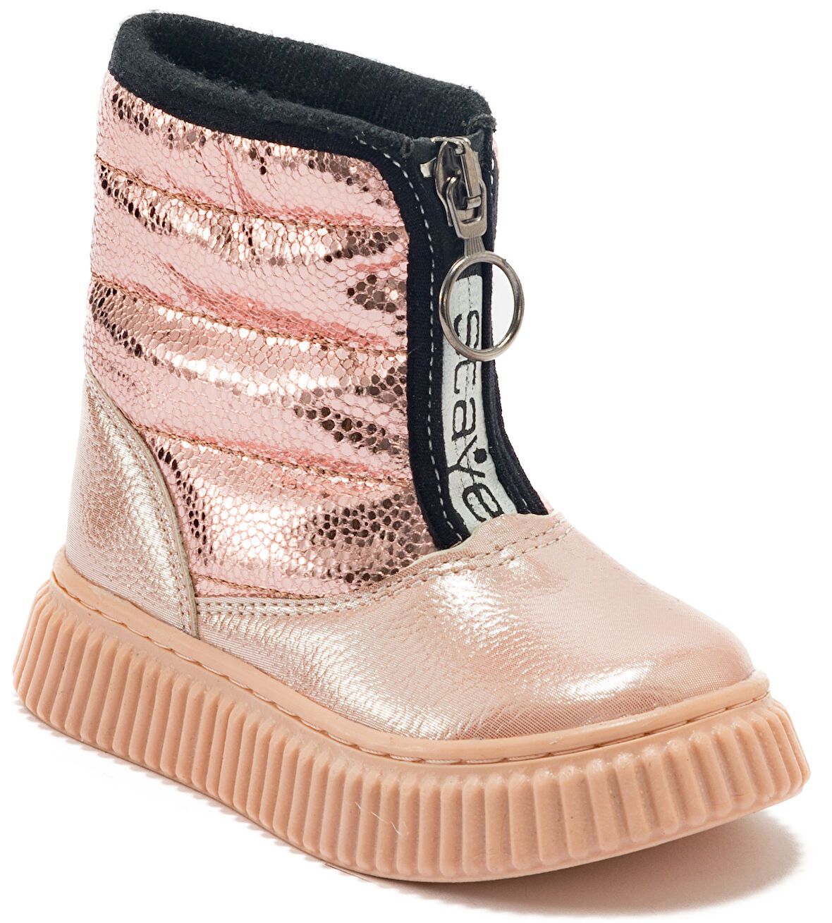 Beyaz (Arzen) Termo Kaymaz Taban Fermuarlı Termo Kaymaz Taban Çocuk Bot PUDRA