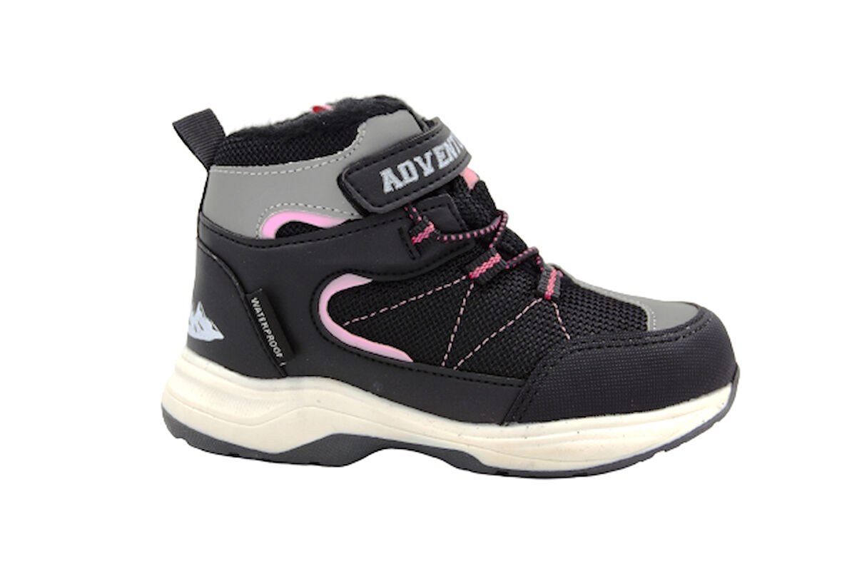 Beyaz (Prego) Waterproof Termo Kaymaz Taban Cırtlı Kız Çocuk Bot SİYAH PEMBE
