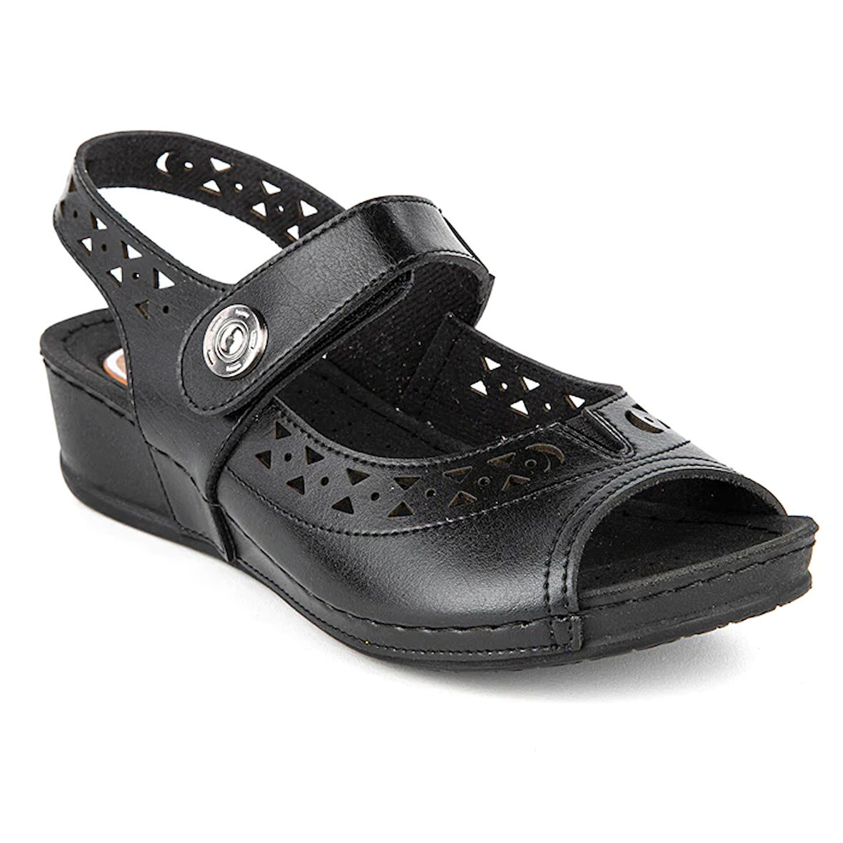 Muya Naila Poli Hafif Taban  İçi Hakiki Deri Jelli Cırtlı Kadın Sandalet SİYAH