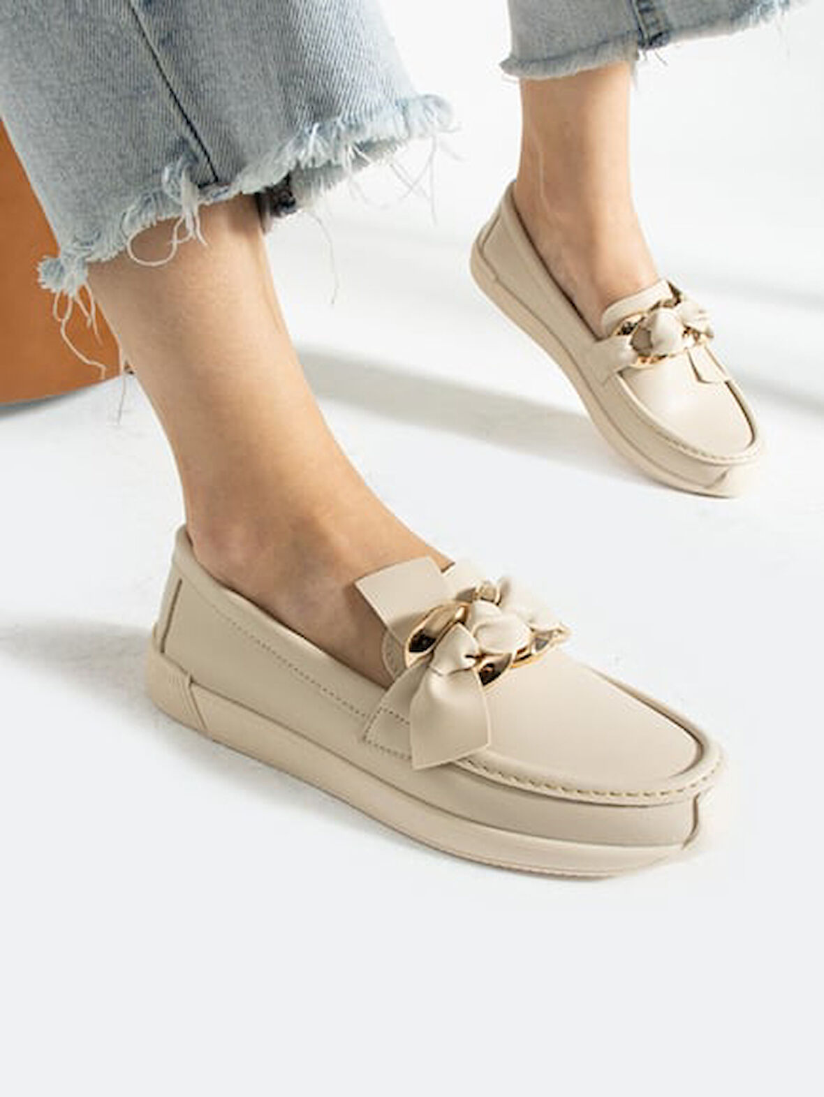 Prego Termo Kaymaz Taban Toka Detaylı Kadın Günlük Loafer Ayakkabı BEJ