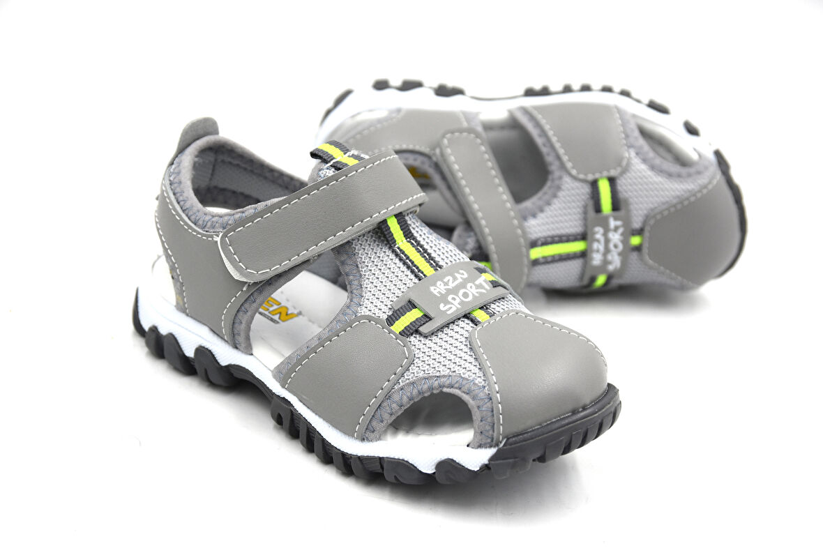 Prego (Arzen Sandalet) Termo Kaymaz Taban Cırtlı Çocuk Sandalet GRİ