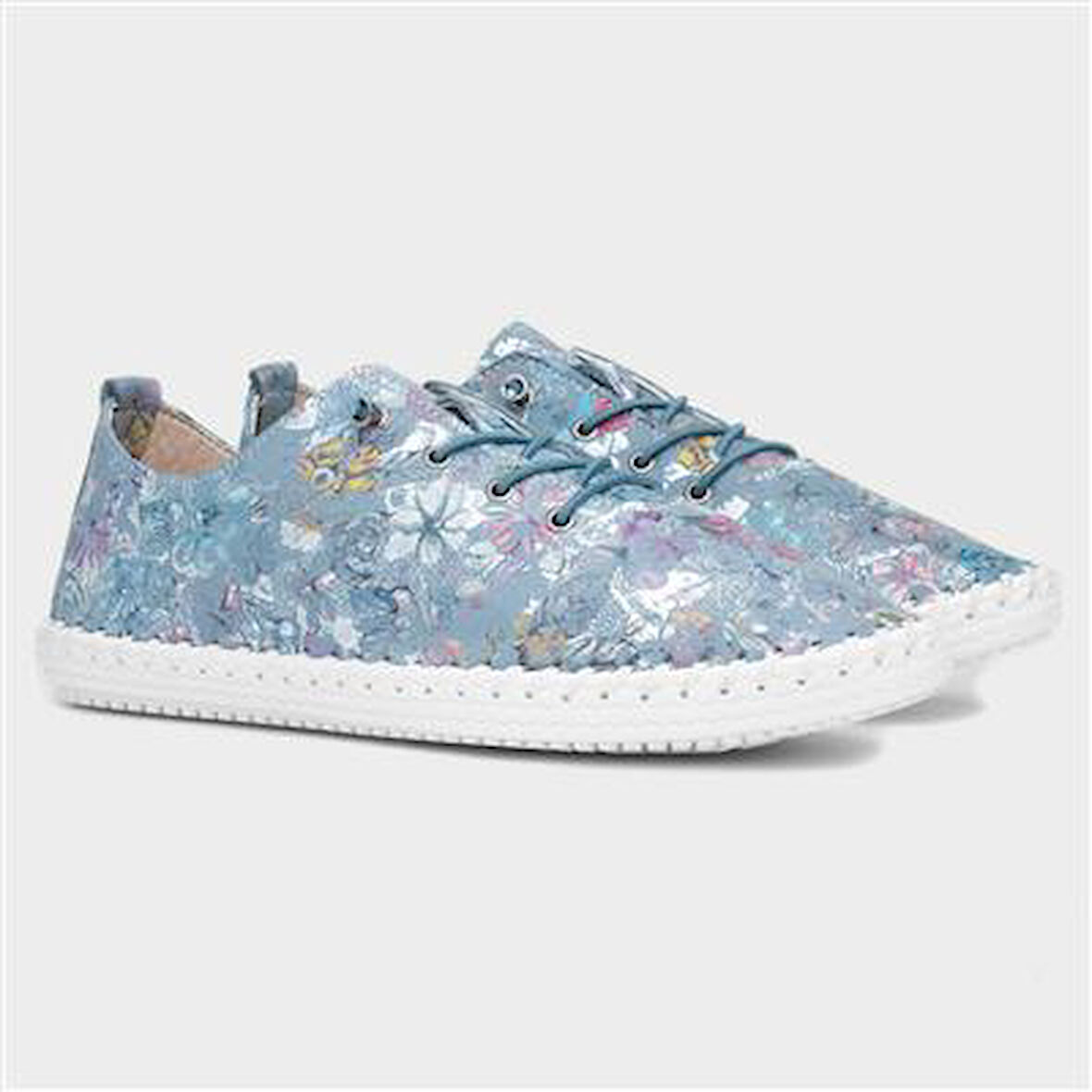 Prego (London) İçi Dışı Hakiki Deri Günlük Kadın Confort Ayakkabı MAVİ