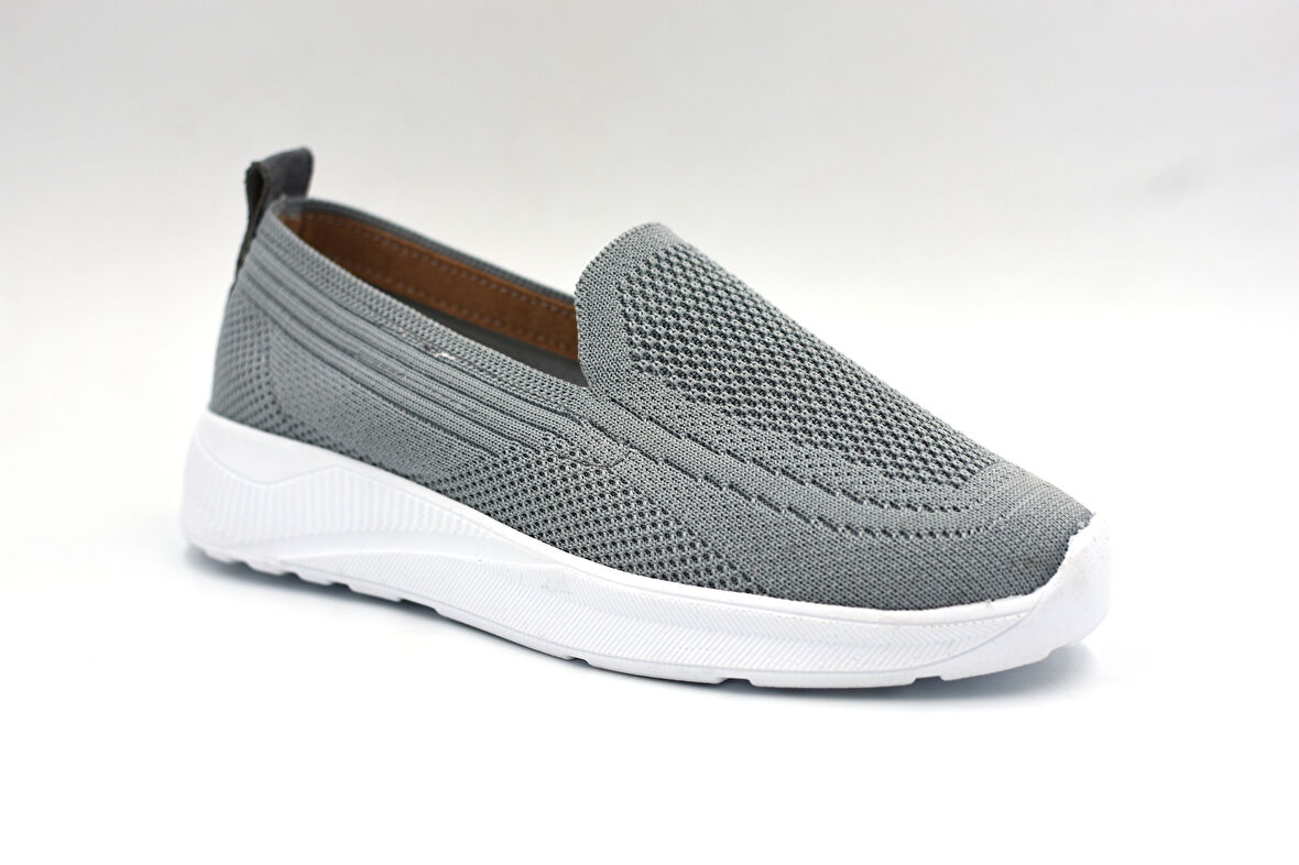 Beyaz (Filinta Moda) Poli Hafif Taban Dokuma Günlük Kadın Comfort Ayakkabı GRİ
