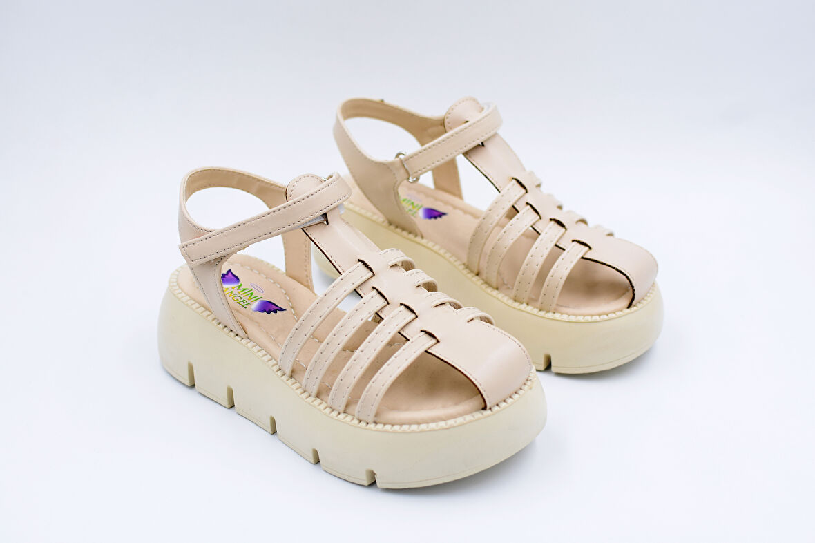 Prego (Arzen) Poli Hafif Taban Cırtlı Burnu Kapalı Çocuk Sandalet BEJ