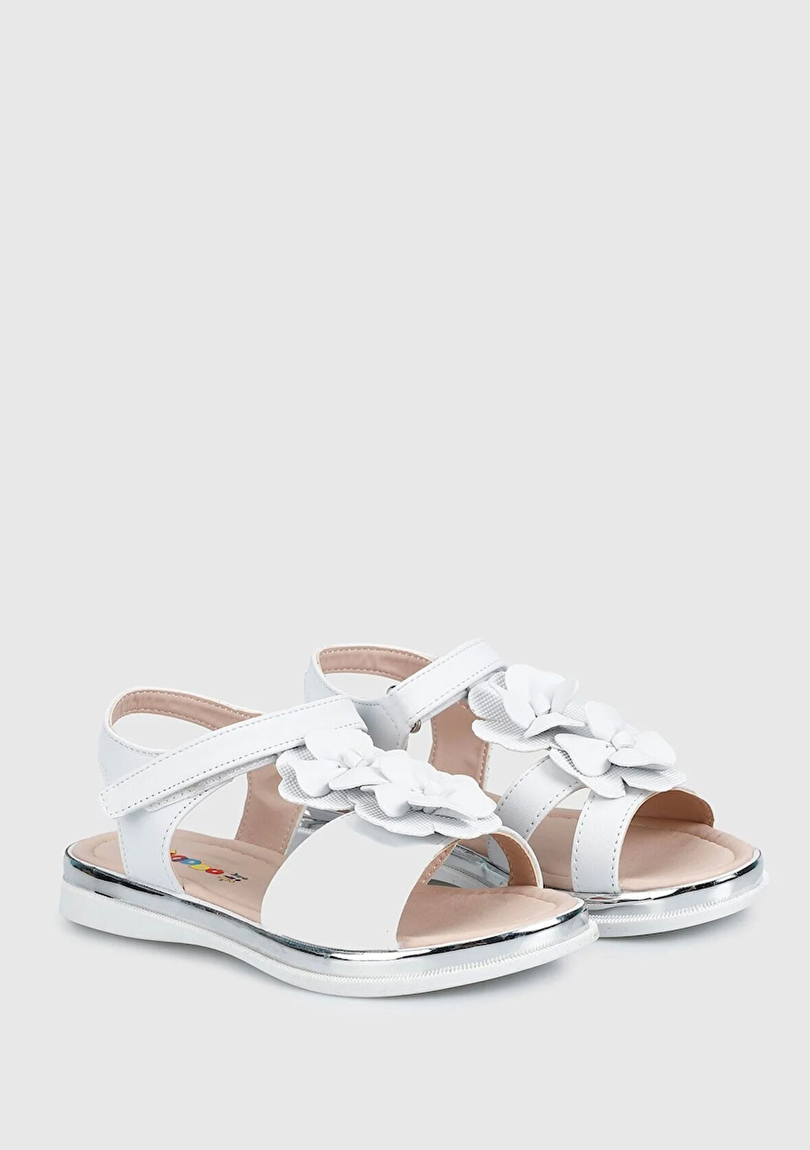 Prego (Vetta) Çiçek Desenli Çocuk Sandalet BEYAZ