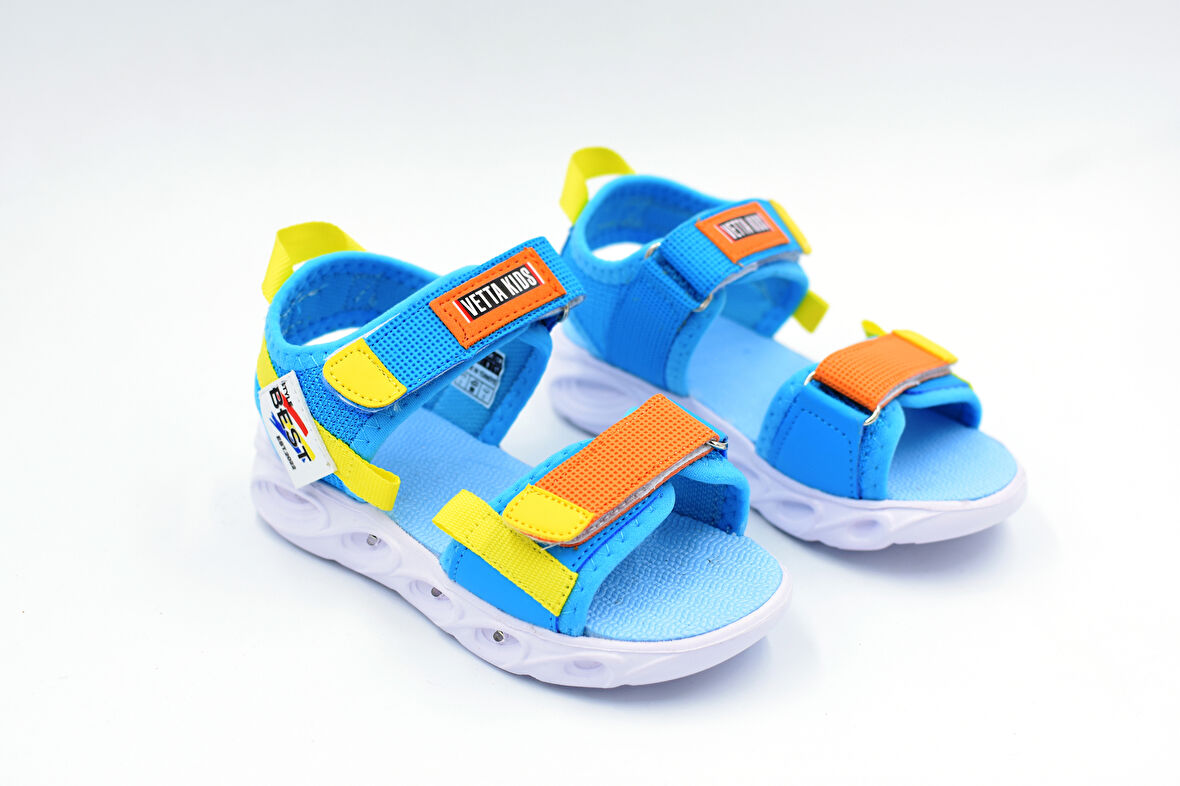 Prego (Vetta) Işıklı Phlon Hafif Taban Cırtlı Çocuk Sandalet MAVİ