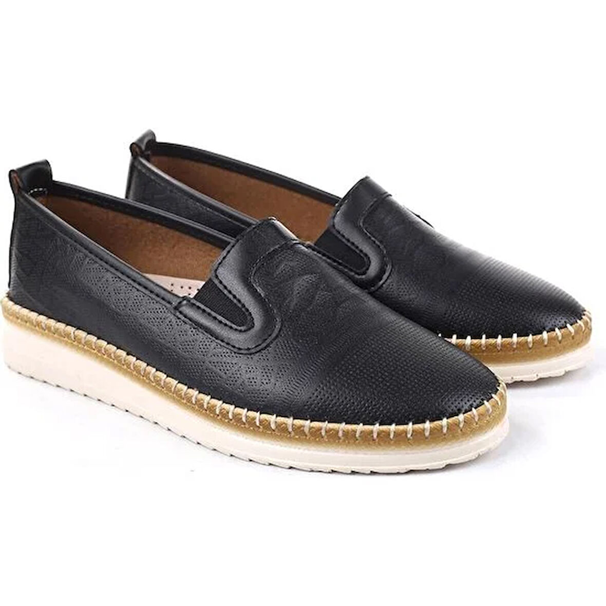 Prego (GND) Poli Hafif Taban İçi Deri Günlük Kadın Ayakkabı SİYAH