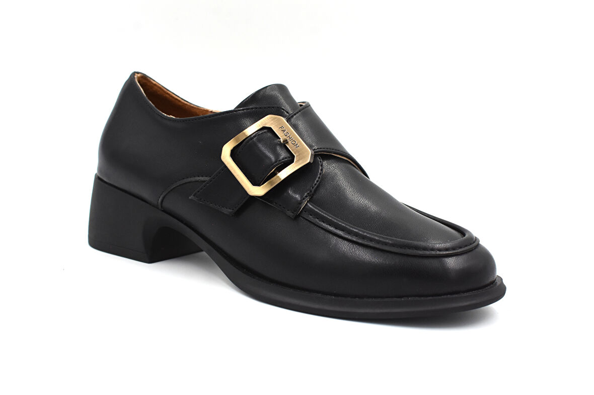 Beyaz (Park Moda) Termo Kaymaz Taban Gold Toka Detaylı Günlük Kadın Ayakkabı SİYAH