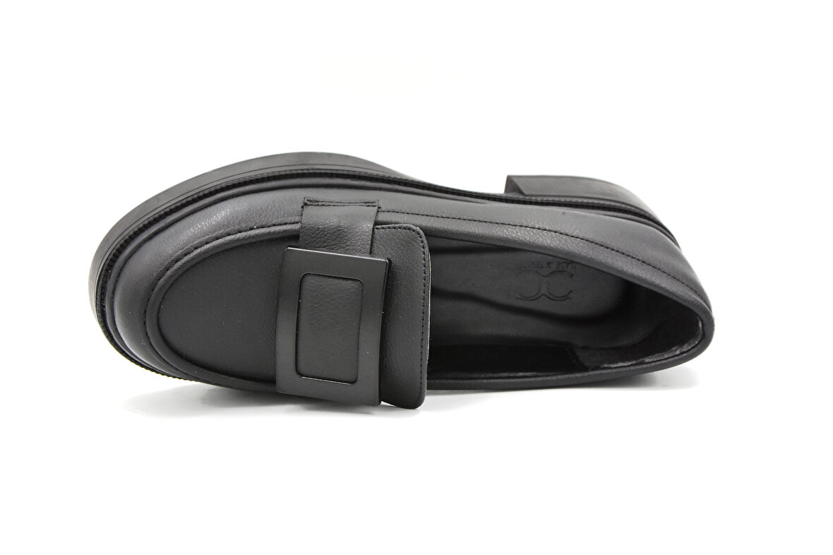 Beyaz (Oc Shoes) Termo Kaymaz Taban Günlük Kadın Loafer Ayakkabı SİYAH