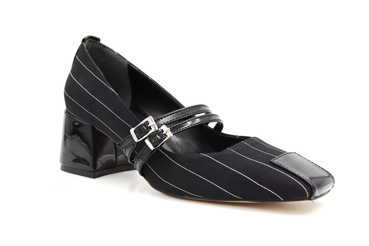 Beyaz (London) Kalın Topuklu Kadın Ayakkabı SİYAH