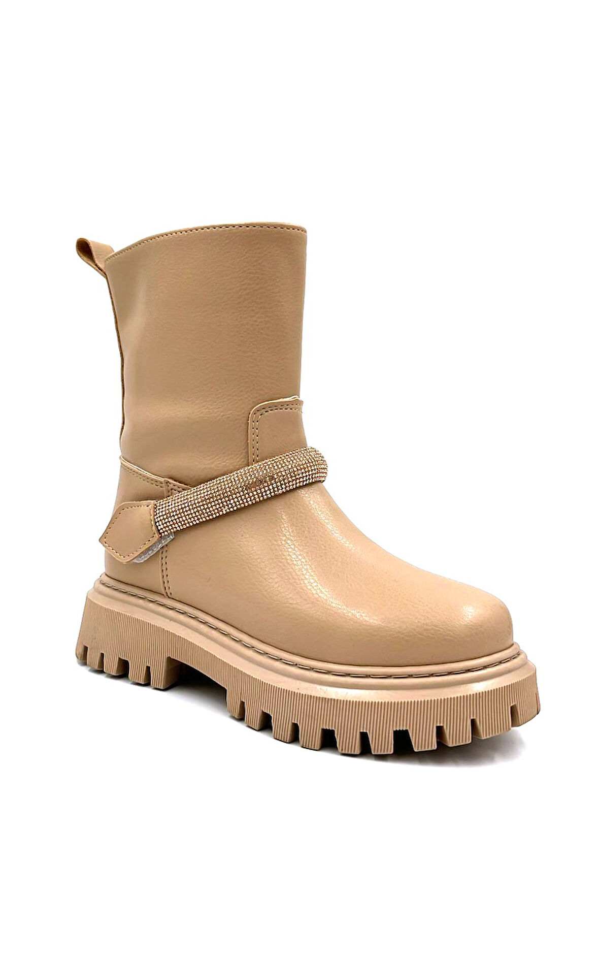 Beyaz (Vetta) Zone Halka Taş Detaylı Termo Kaymaz Taban Fermuarlı Günlük Çocuk Bot VİZON