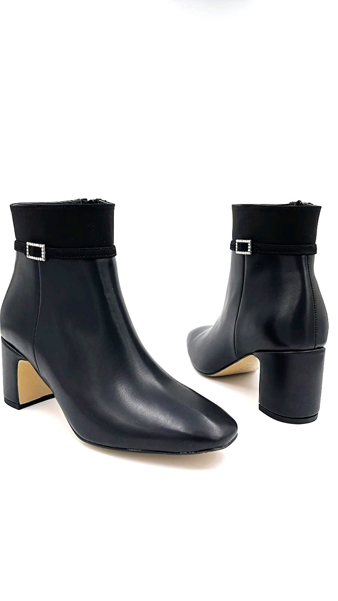 Beyaz (Park Moda) Kalın Topuklu Fermuarlı Günlük Kadın Bot SİYAH