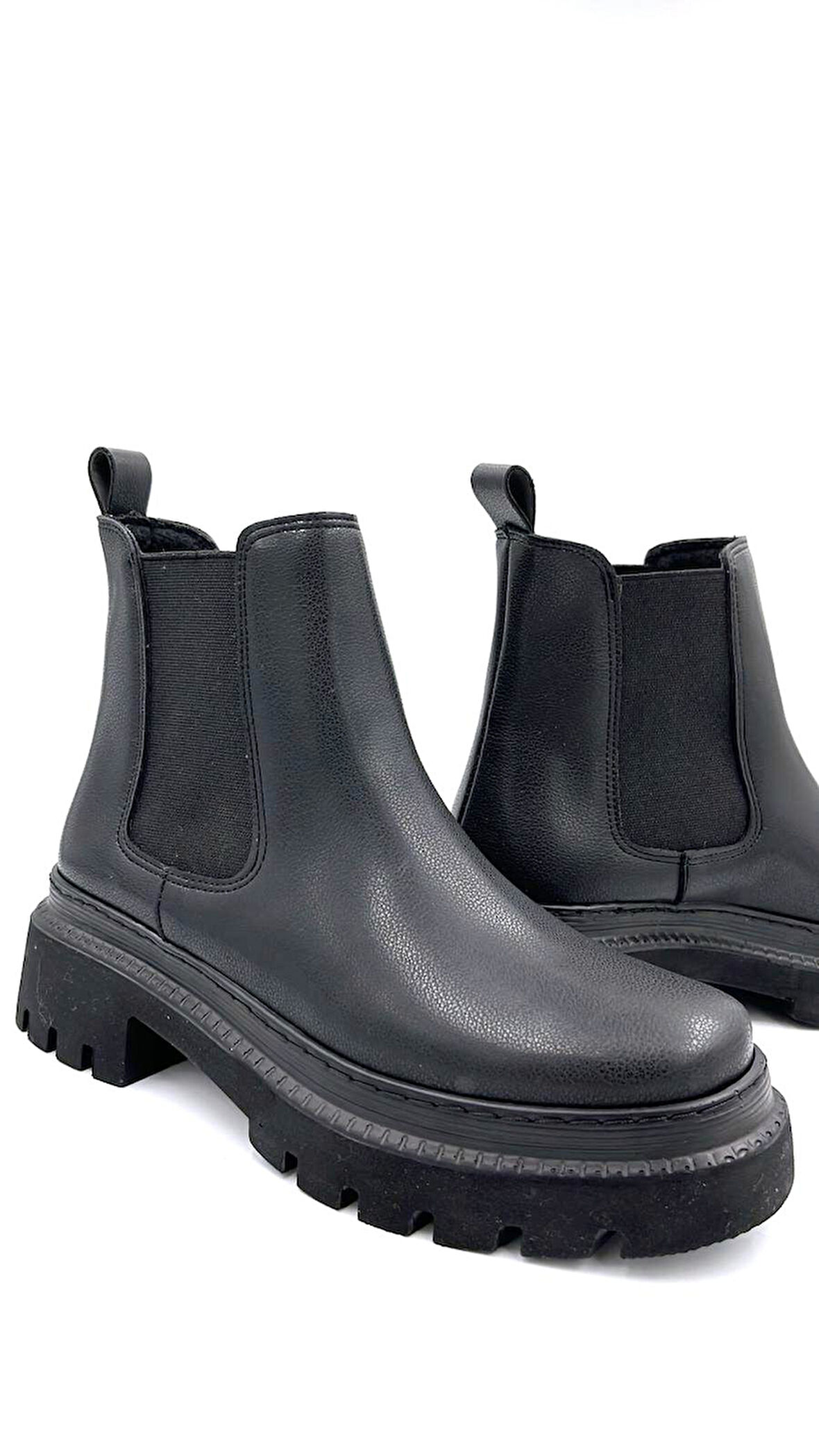 Beyaz (Pine Cone) Poli Hafif Taban Günlük Chelsea Kadın Bot SİYAH