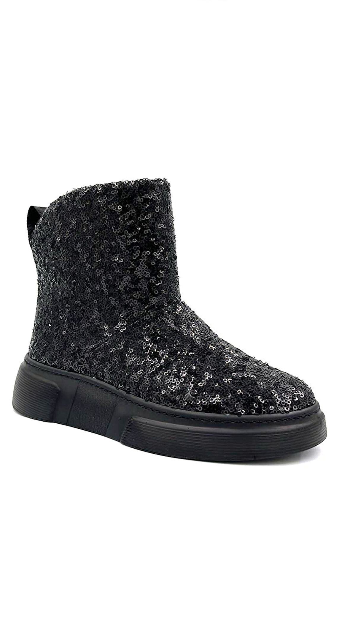 Beyaz (Park Moda) Yıldız Pullu Detay Poli Hafif Taban Güklük Kadın Bot SİYAH