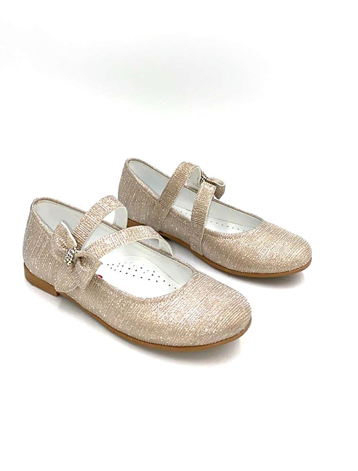 Beyaz (Ortaç Kids) Termo Kaymaz Taban Cırtlı Ortapedik Kız Çocuk Babet ALTIN