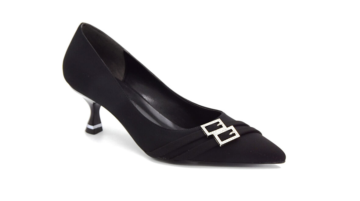 Beyaz Toru Topuklu Kadın Ayakkabı SİYAH