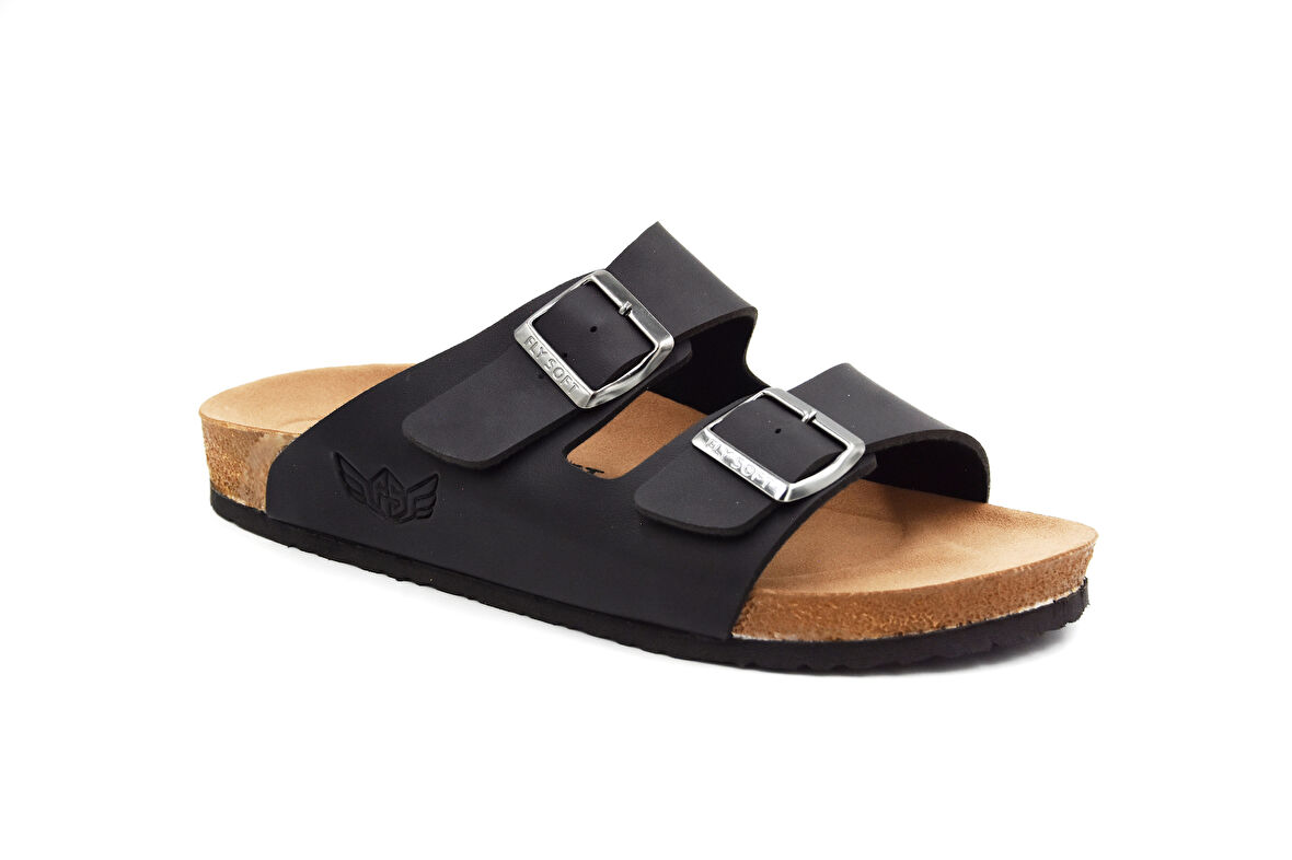 Fly Soft S903 Poli Hafif Taban Çift Toka Erkek Terlik SİYAH