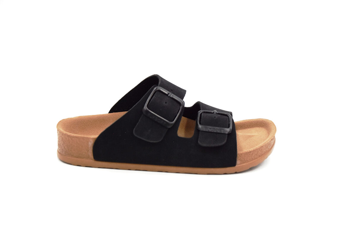 Fly Soft S961 Poli Hafif Taban Çift Toka Çocuk Terlik SİYAH