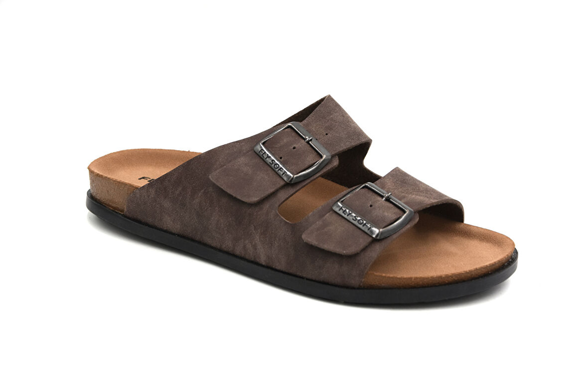 Fly Soft S293 Poli&Termo Kaymaz Taban Çift Toka Erkek Terlik KAHVE
