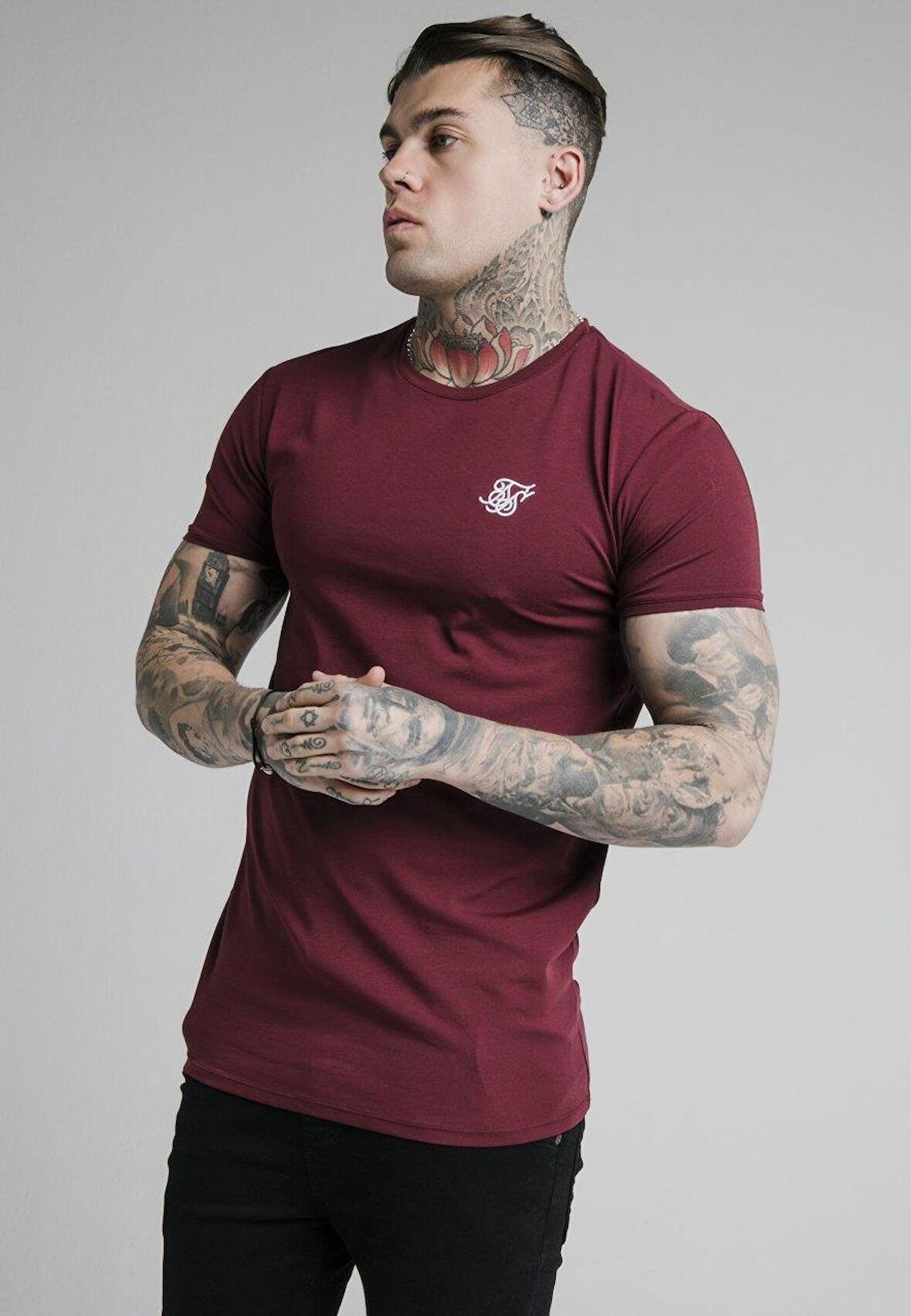 SikSilk Burgundy Basic Erkek Tişört